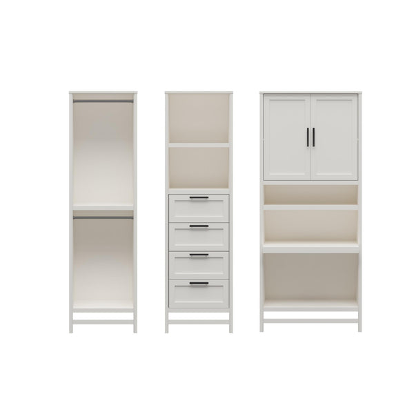 ameriwood home Systembuild Evolution Luxe Wardrobe Closet Organizer with Vanity 3-Piece Bundle