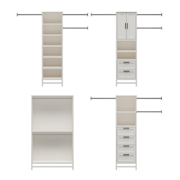 Ameriwood Home Systembuild Evolution Luxe Wide Wardrobe Closet Organizer 4-Piece Bundle