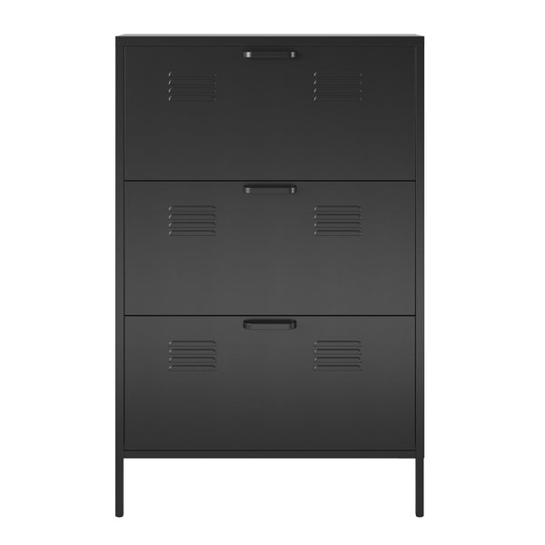ameriwood home Systembuild Evolution Mission District 3 Door Locker Style Metal Shoe Storage Cabinet