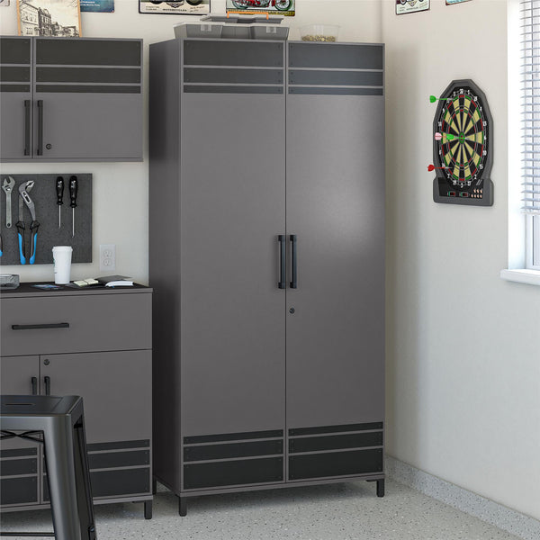 Ameriwood Home Systembuild Evolution Shelby Tall Garage Storage Cabinet 2 Door