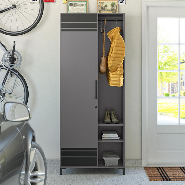 Ameriwood Home Systembuild Evolution Shelby Tall Garage Storage Cabinet With 1 Door And Hang Rod