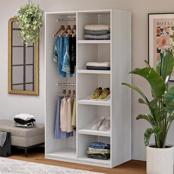 Ameriwood Home Systembuild Evolution Suite Style Modular Extra Wide Wardrobe With Open Shelves