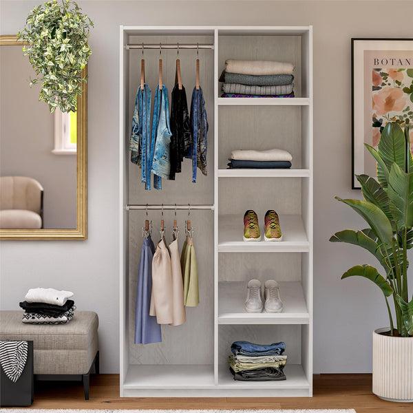 Ameriwood Home Systembuild Evolution Suite Style Modular Extra Wide Wardrobe With Open Shelves