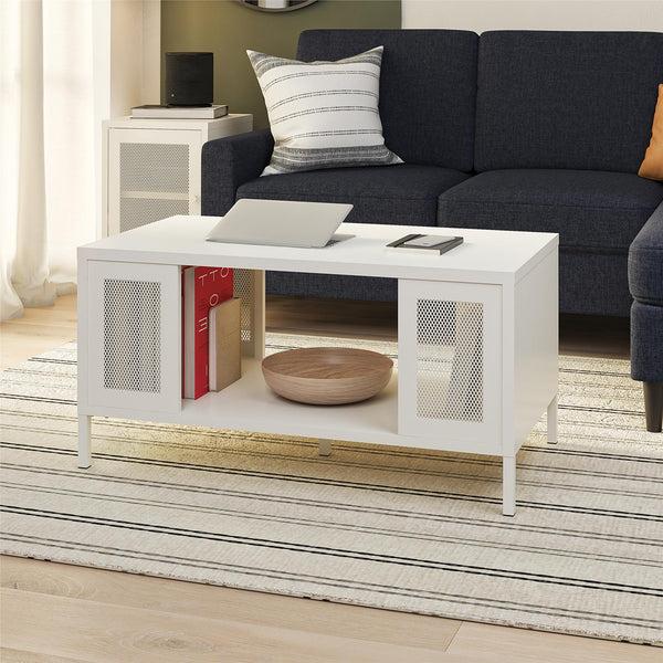 Ameriwood Home Systembuild Evolution Sunset District Metal Coffee Table With Perforated Metal Mesh Accents