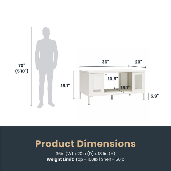 Ameriwood Home Systembuild Evolution Sunset District Metal Coffee Table With Perforated Metal Mesh Accents