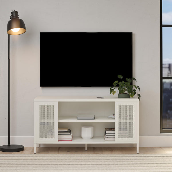 Ameriwood Home Systembuild Evolution Sunset District Metal TV Stand For TVs Up To 50" With Perforated Metal Mesh Accents