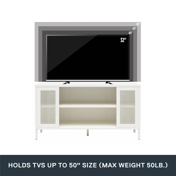 Ameriwood Home Systembuild Evolution Sunset District Metal TV Stand For TVs Up To 50" With Perforated Metal Mesh Accents