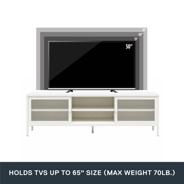 Ameriwood Home Systembuild Evolution Sunset District Metal TV Stand For TVs Up To 65" With Perforated Metal Sliding Doors