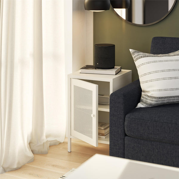 Ameriwood Home Systembuild Evolution Sunset District Side Table With Perforated Metal Mesh Door