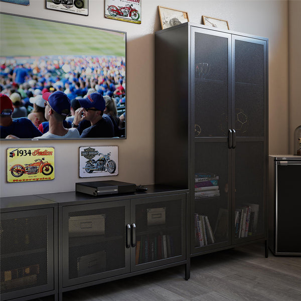 Ameriwood Home Systembuild Evolution Sunset District Tall 2 Door Storage Cabinet-Mesh Metal Locker