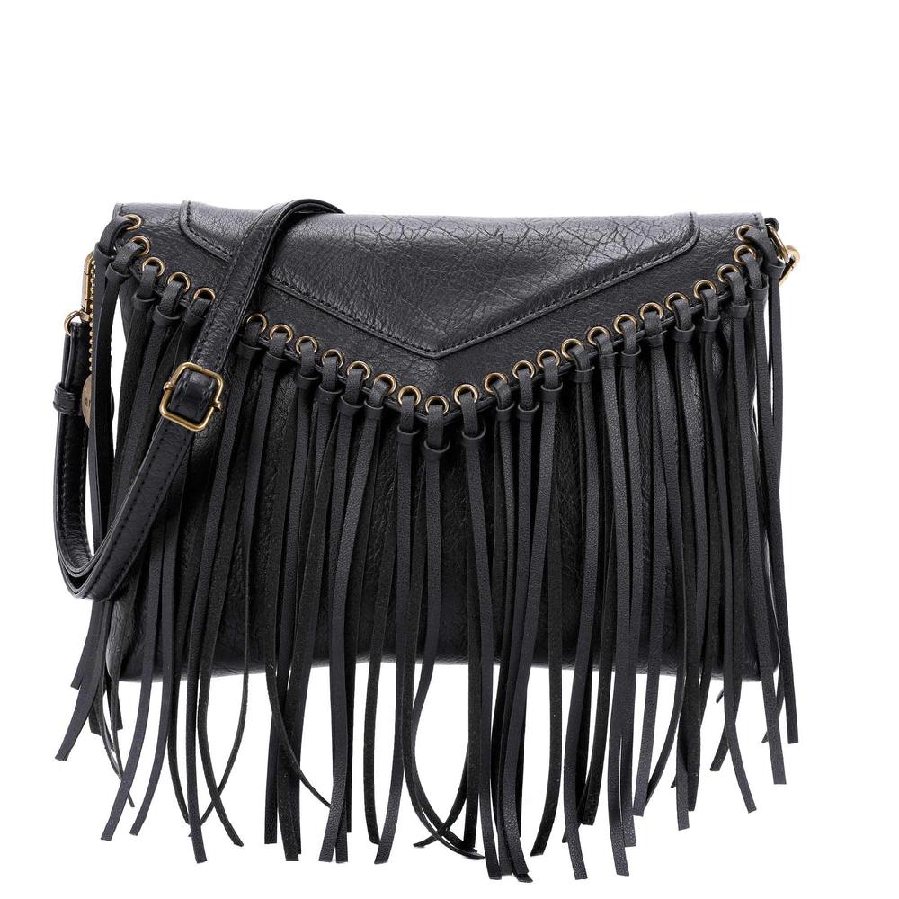 ampere creations Dallas Fringe Crossbody Bag - Black