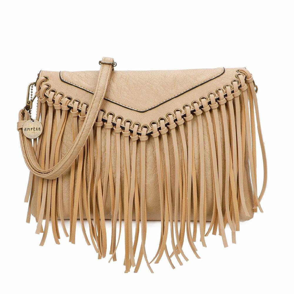 ampere creations Dallas Fringe Crossbody Bag - Tan