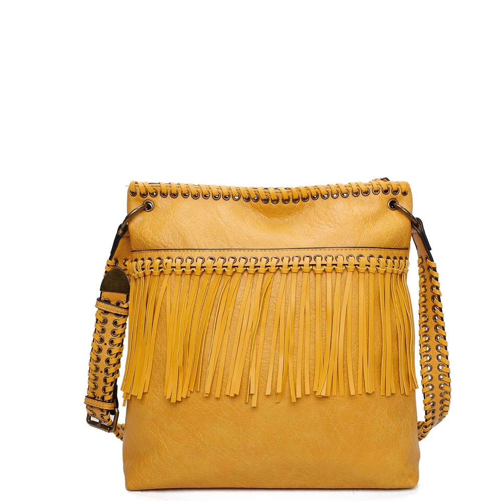 ampere creations June Fringe Tote - Mustard