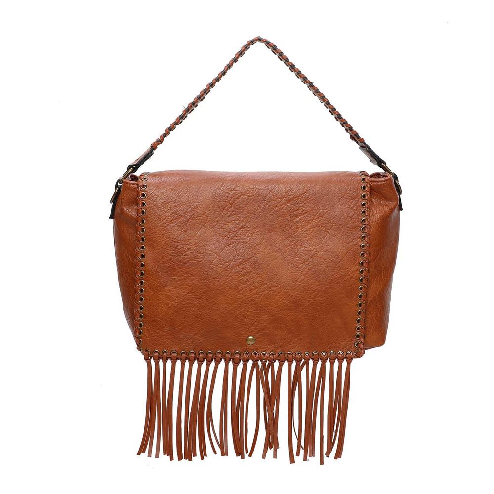 ampere creations Lacey Fringe Messenger - Cognac