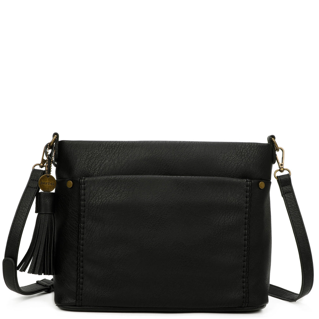 ampere creations Christina Crossbody Vegan Leather Bag - Black