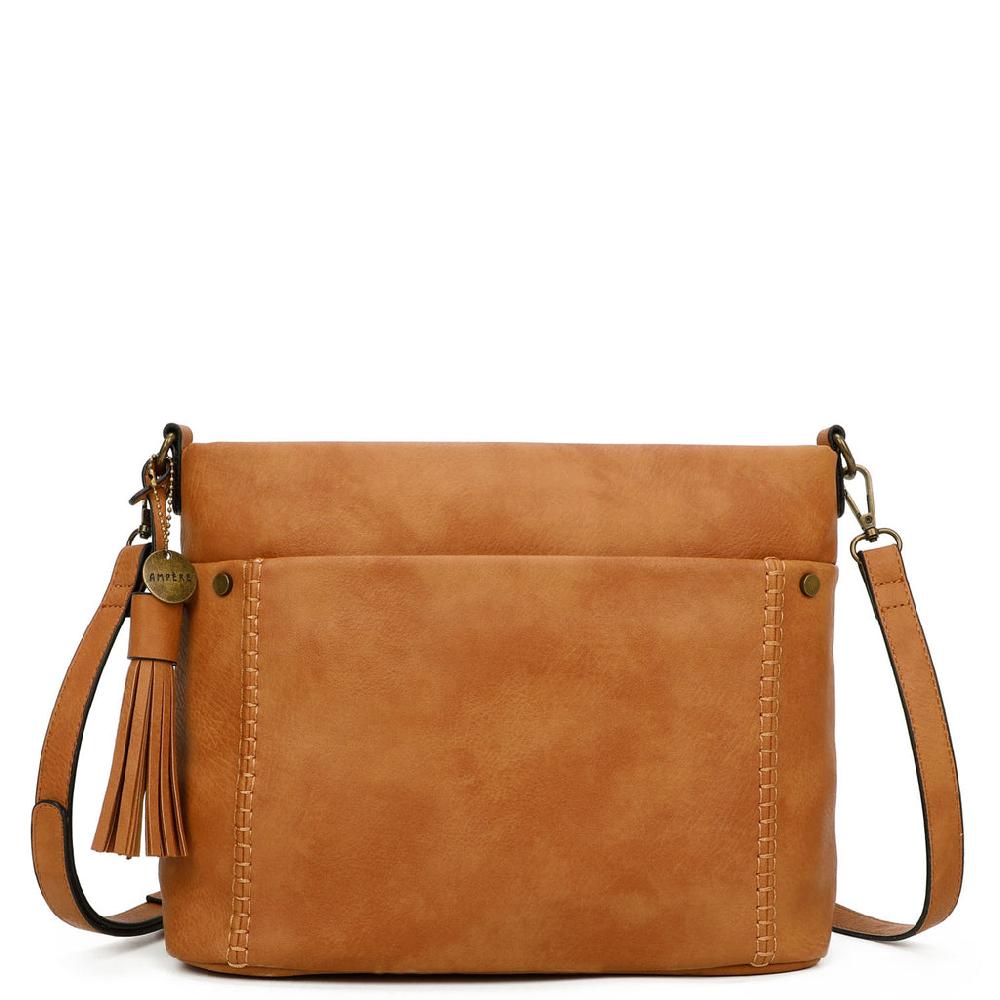 ampere creations Christina Crossbody Vegan Leather Bag - Light Brown