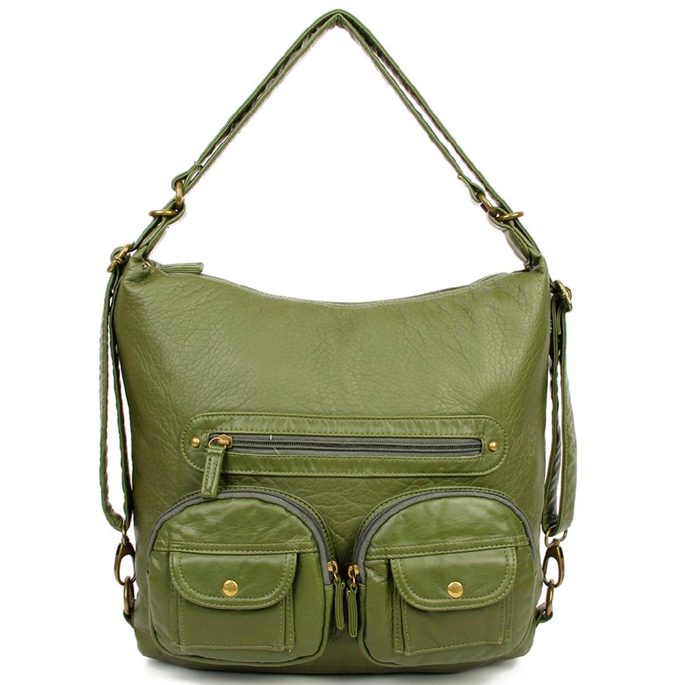 ampere creations Convertible Crossbody Backpack - Army Green