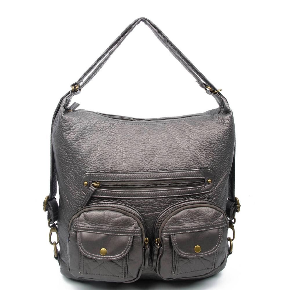 ampere creations Convertible Crossbody Backpack - Dark Silver
