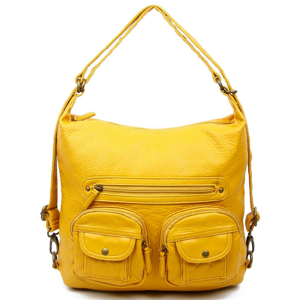 ampere creations Convertible Crossbody Backpack - Mustard