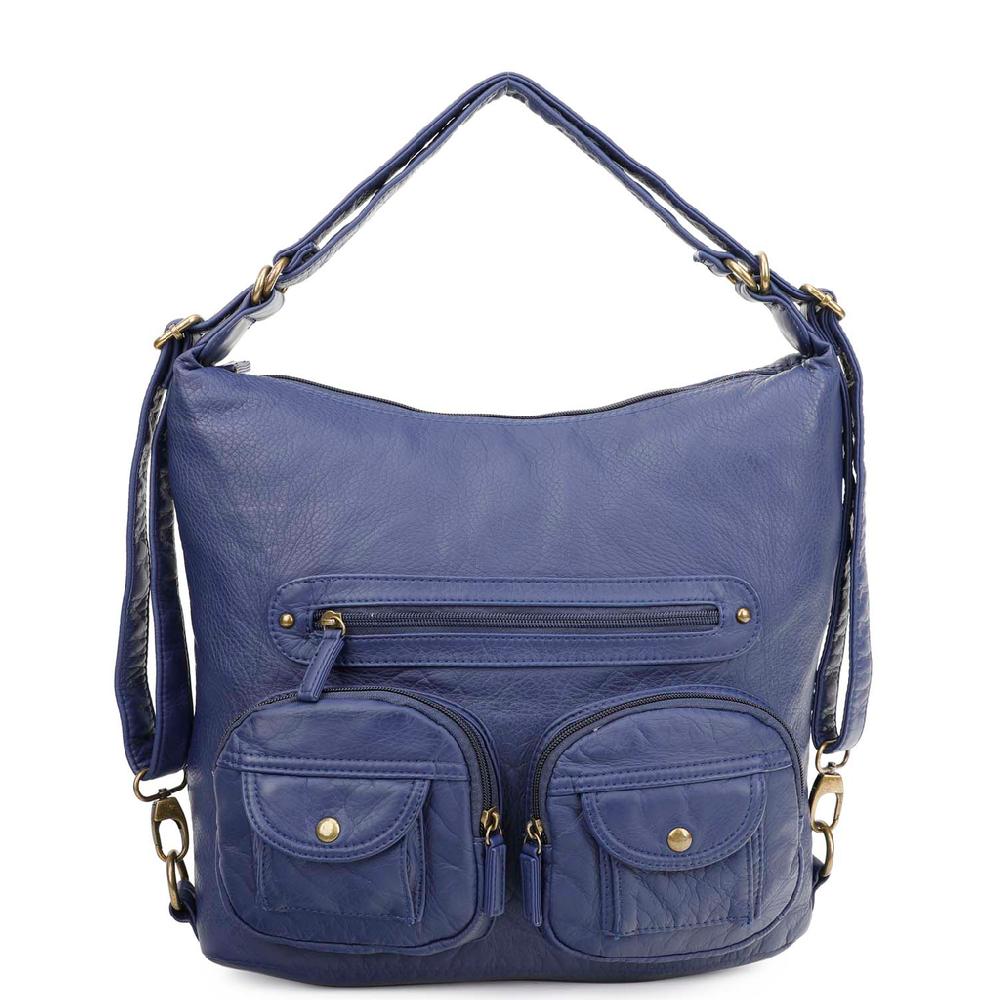 ampere creations Convertible Crossbody Backpack - Navy Blue