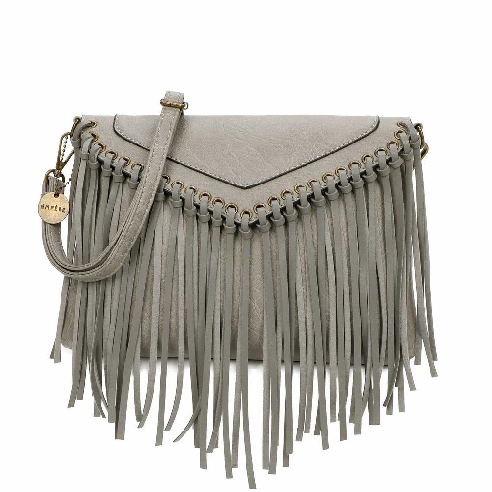 ampere creations Dallas Fringe Crossbody Bag - Dark Grey