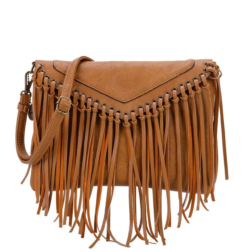 ampere creations Dallas Fringe Crossbody Bag - Light Brown