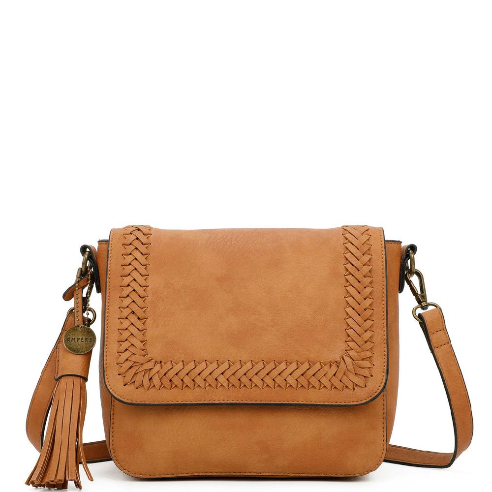 ampere creations Della Crossbody Vegan Leather - Light Brown