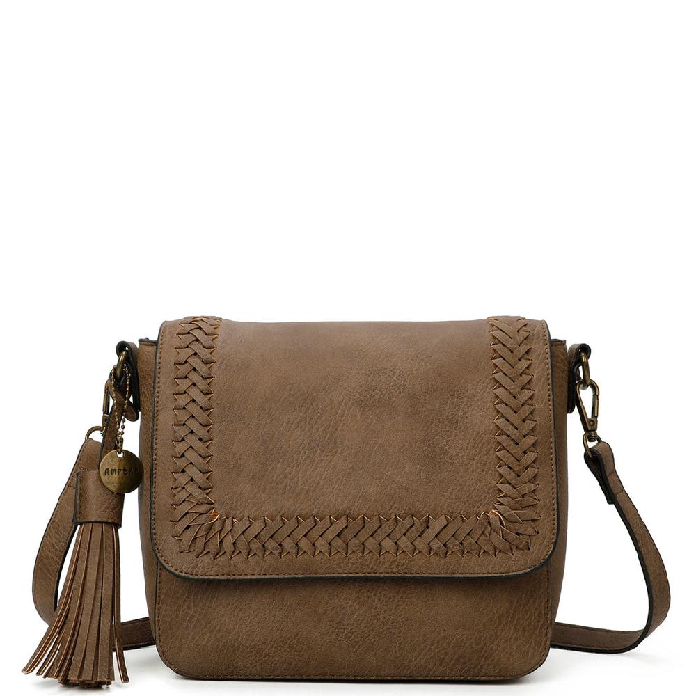 ampere creations Della Crossbody Vegan Leather - Shiitake Brown