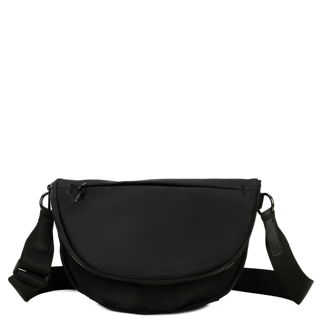ampere creations Hailey's Large Half Circle Nylon Bum Fanny Bag - Black