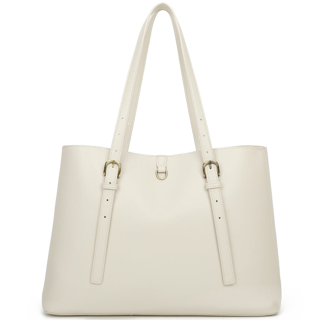 ampere creations Isla Biodegradable Vegan Leather with detachable bag XL Tote - Cream