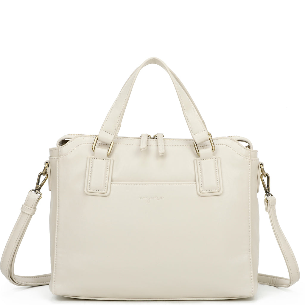 ampere creations Ivy Biodegradable Vegan Leather Credit Card Zipper Satchel - Cream