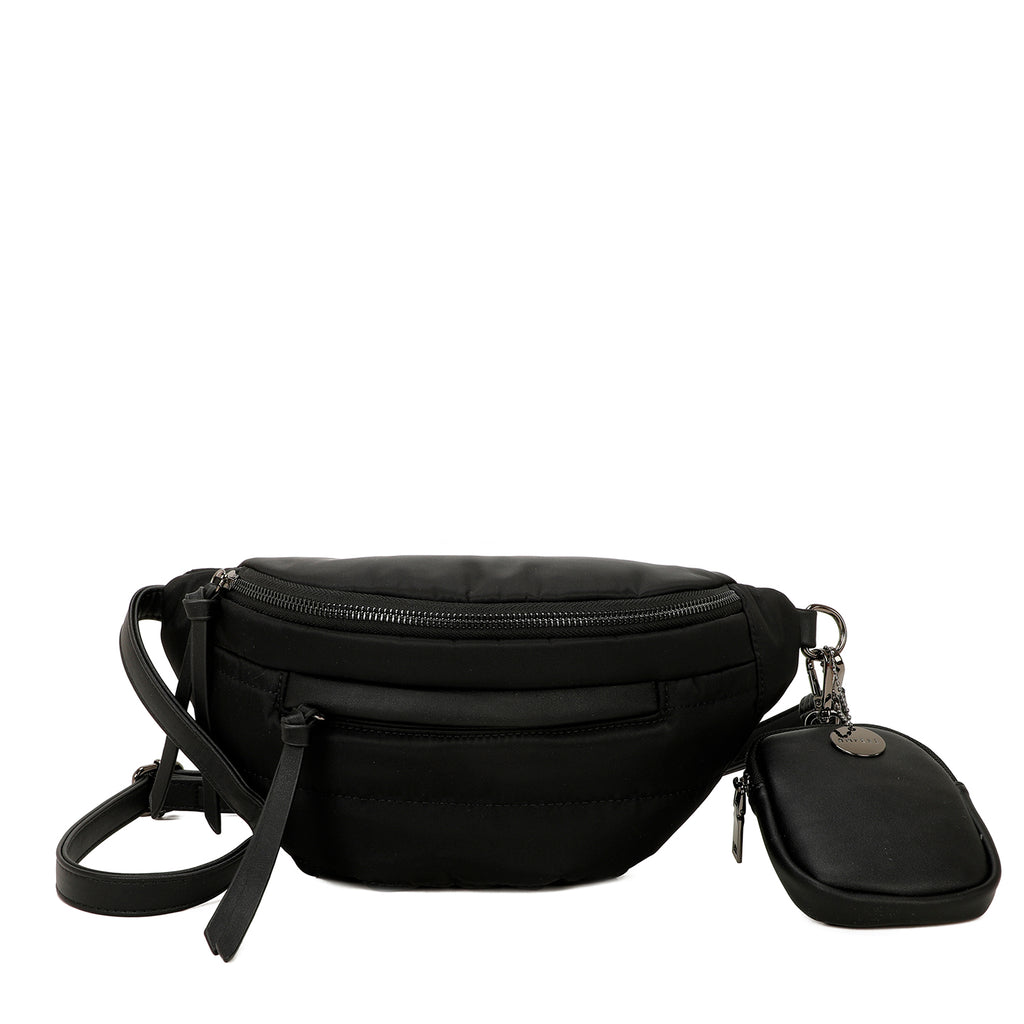 ampere creations Lilian Sustainable Nylon Puffer Fashionable Belt and Bum Bag - Black