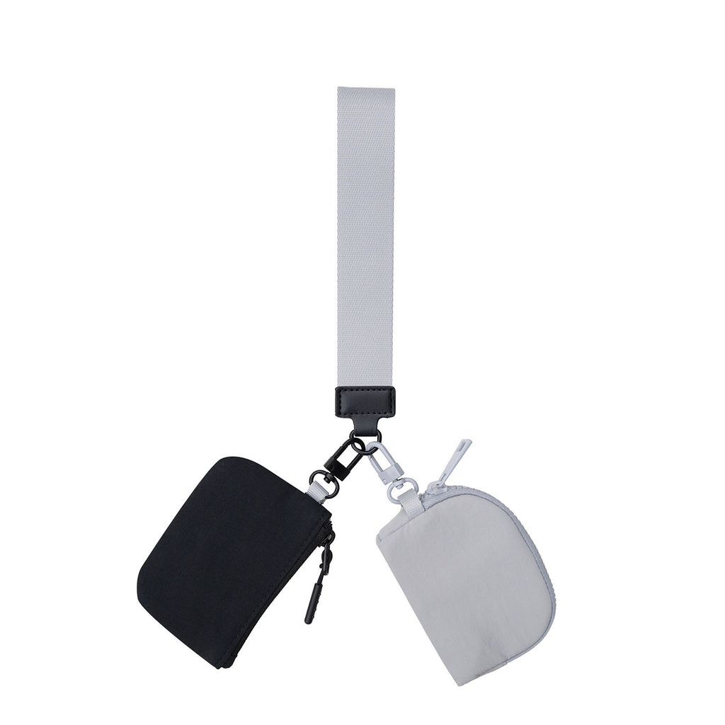 ampere creations Marisa Alternative Nylon Dual Pouch Wristlet Strap Wallet - Black & Light Grey