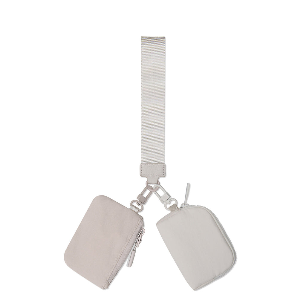 ampere creations Marisa Alternative Nylon Dual Pouch Wristlet Strap Wallet - Off White & Ivory