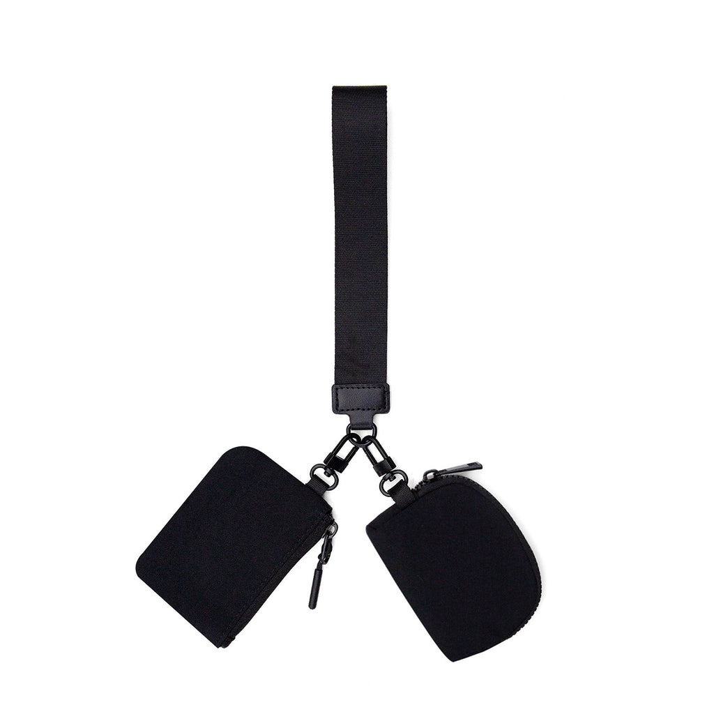 ampere creations Marisa Alternative Nylon Dual Pouch Wristlet Strap Wallet - Black
