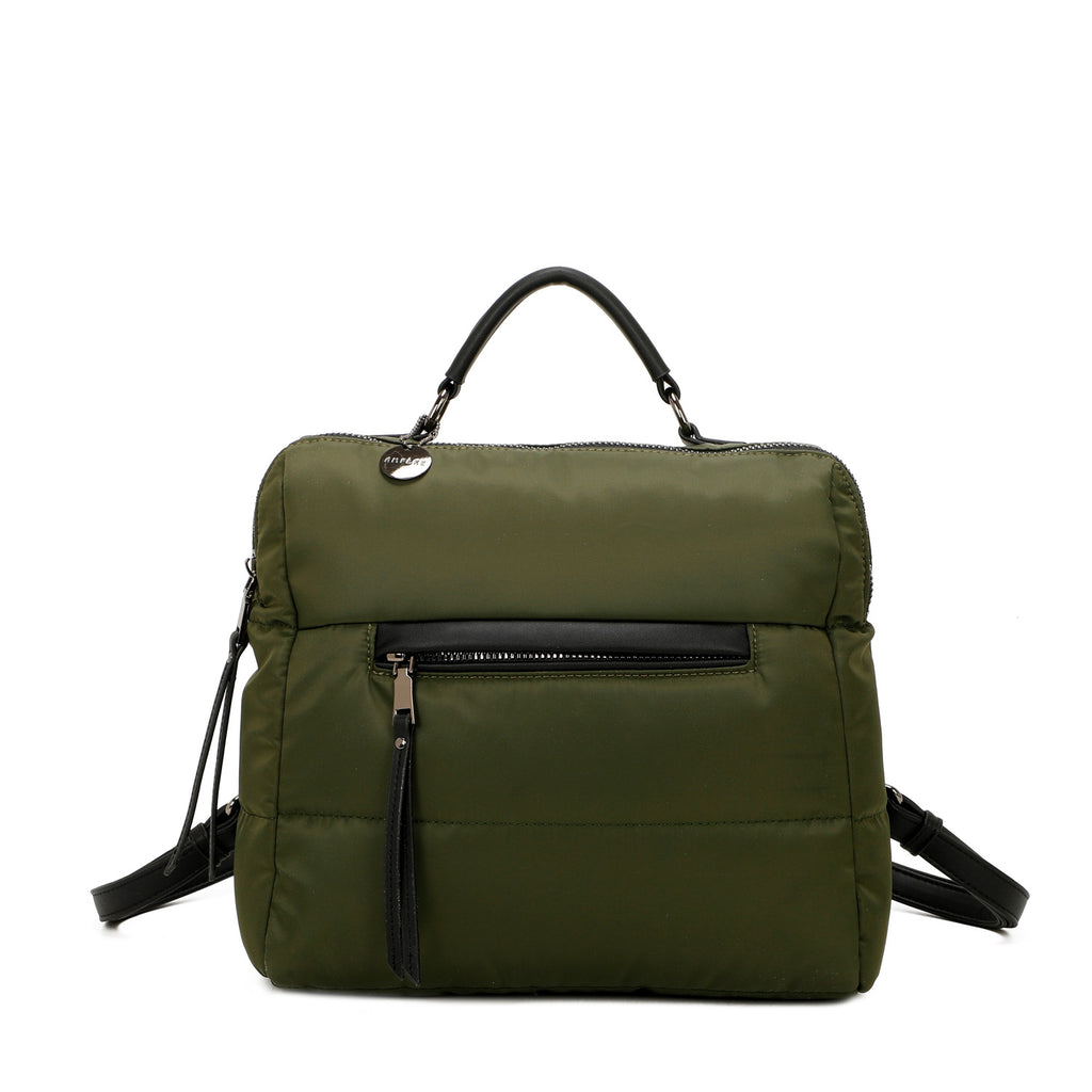 ampere creations Molly Sustainable Nylon Fashionable Puffer Convertible Bag - Green