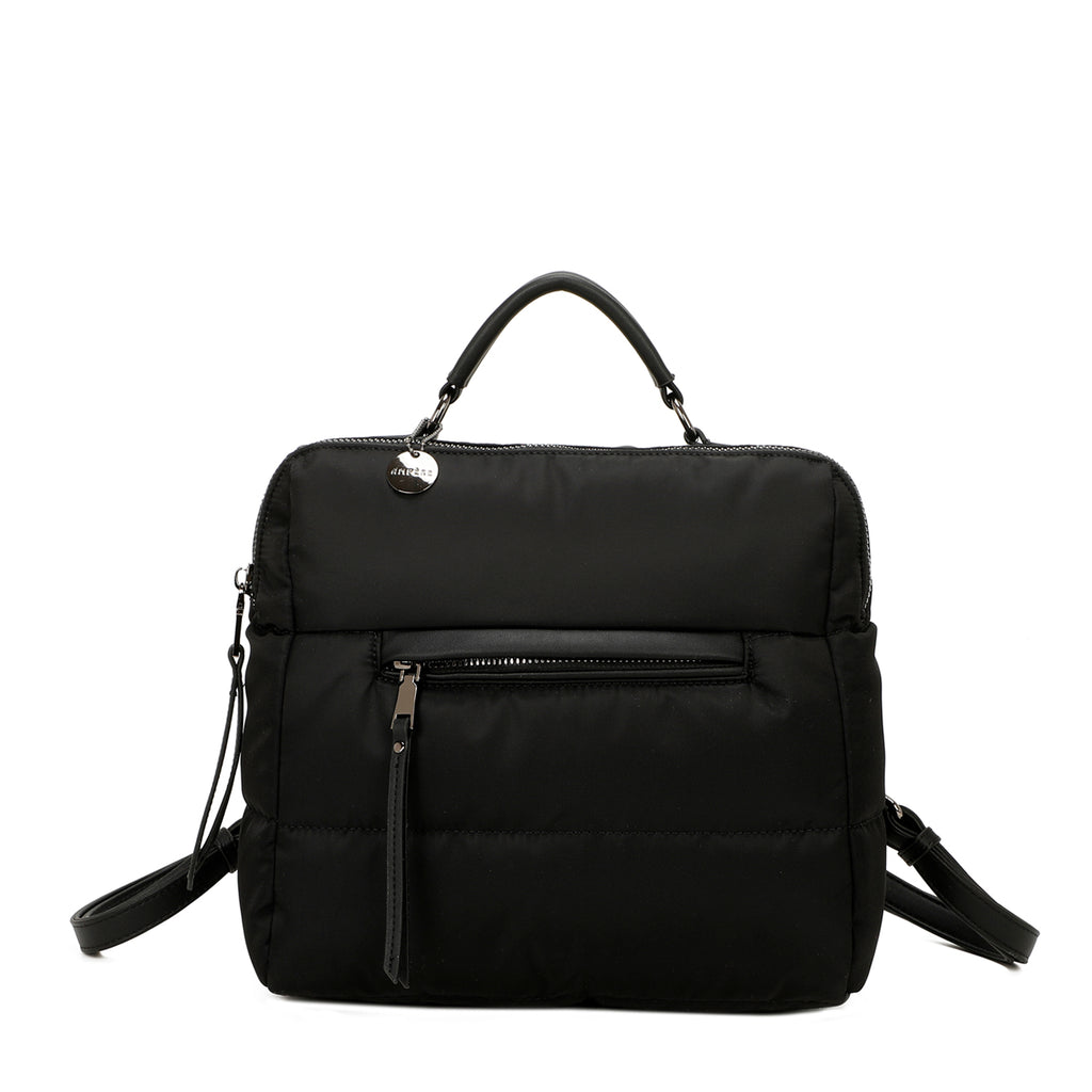 ampere creations Molly Sustainable Nylon Fashionable Puffer Convertible Bag - Black