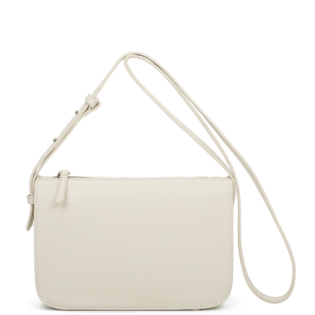 ampere creations Poppy Biodegradable Vegan Leather Single Zip Crossbody - Cream