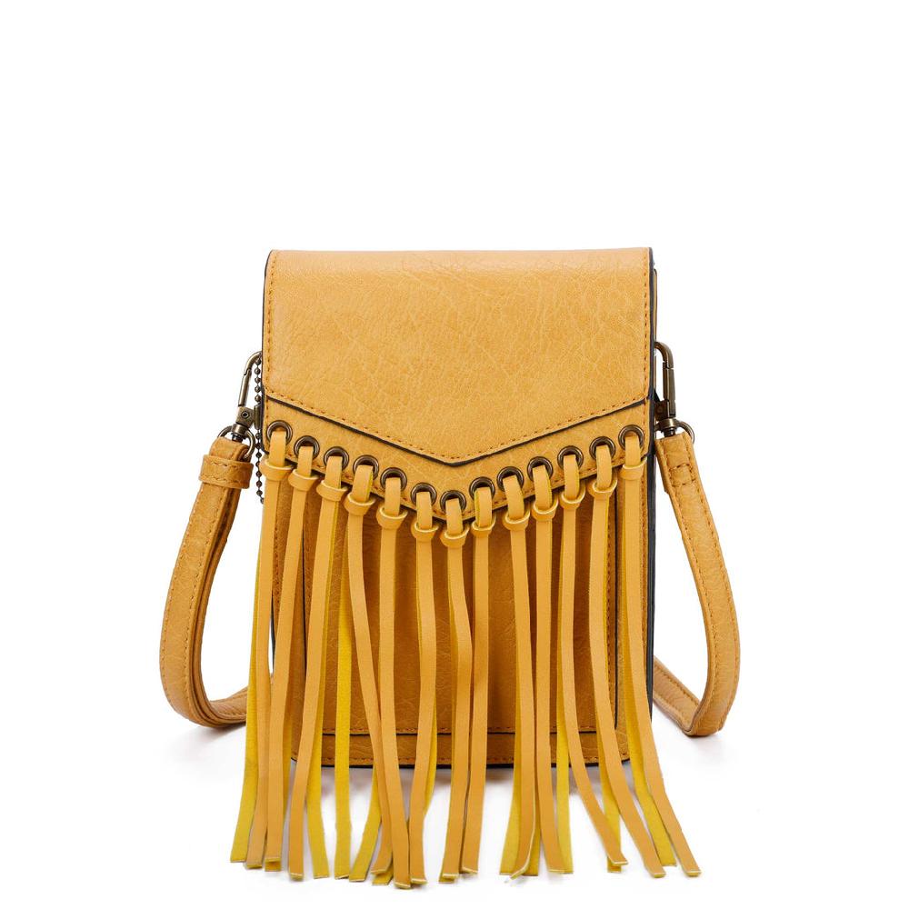 ampere creations Scarlet Fringe Phonecase Crossbody - Mustard