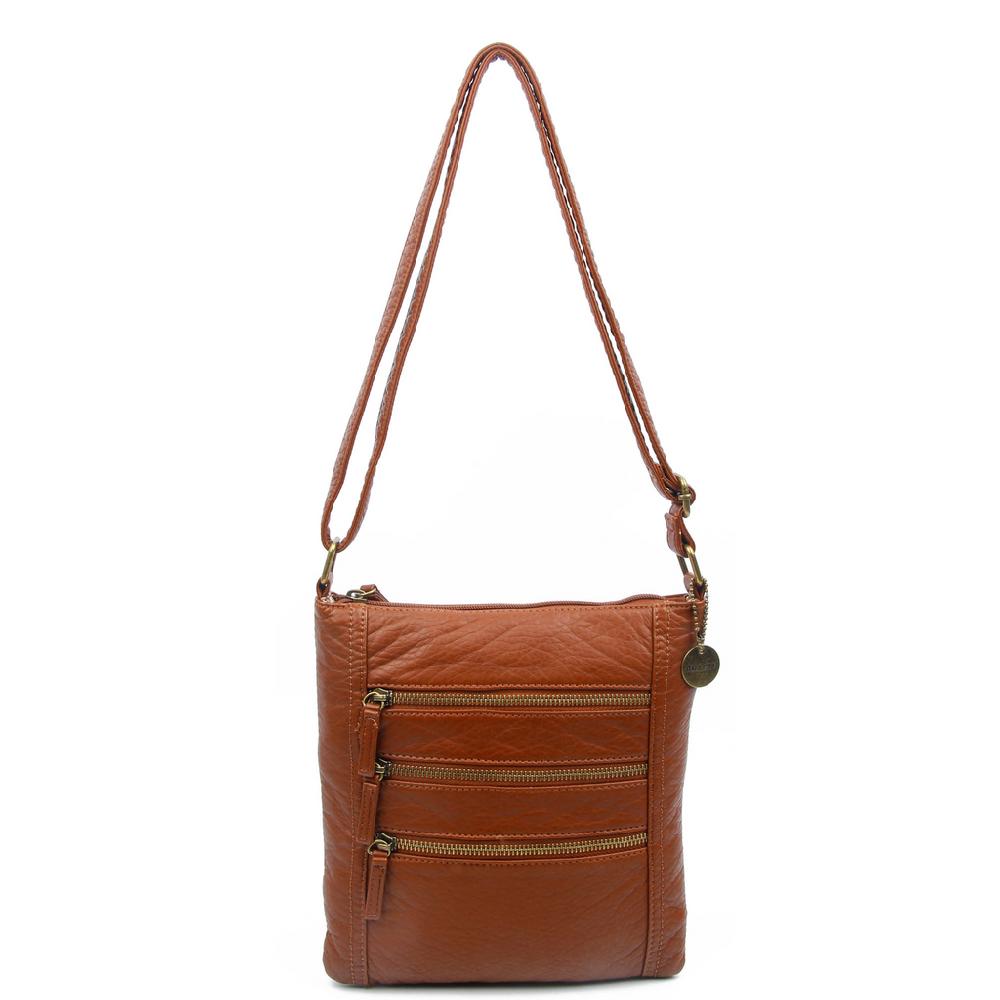 ampere creations The Camile Three Zip Crossbody - Brown