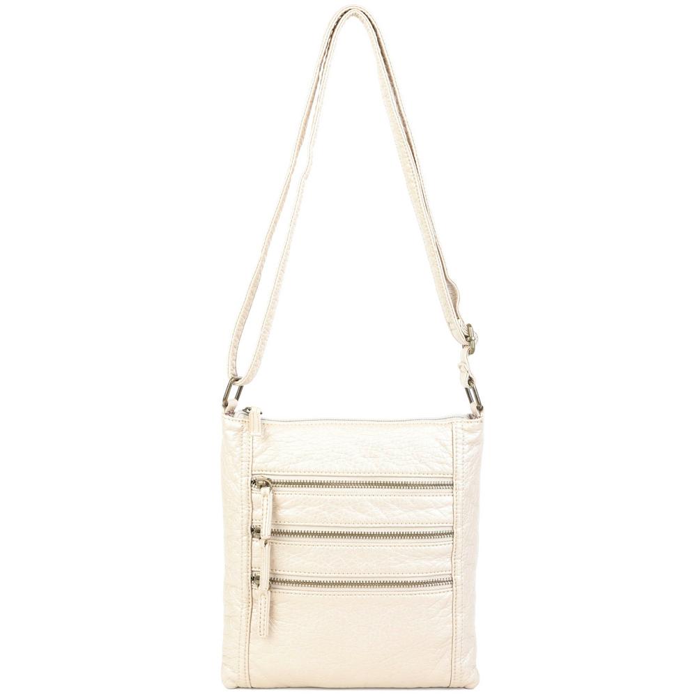 ampere creations The Camile Three Zip Crossbody - Champagne
