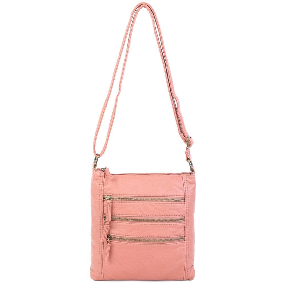 ampere creations The Camile Three Zip Crossbody - Peach
