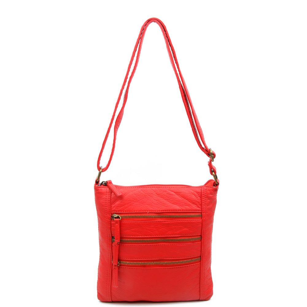ampere creations The Camile Three Zip Crossbody - Poppy Red