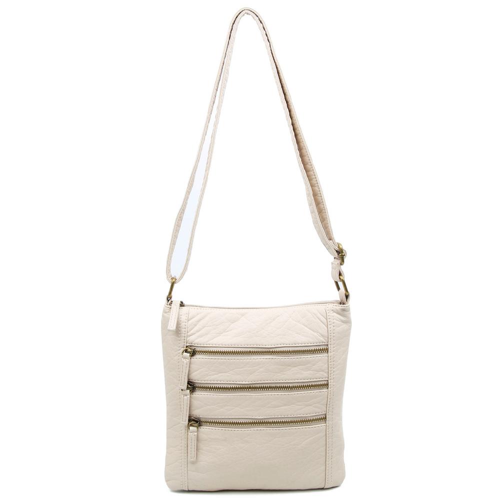 ampere creations The Camile Three Zip Crossbody - Taupe