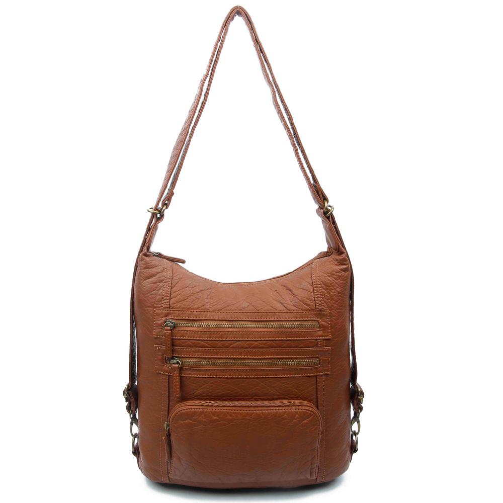 ampere creations The Lisa Convertible Backpack Crossbody - Brown