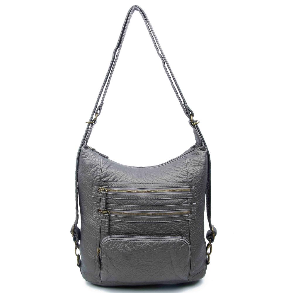 ampere creations The Lisa Convertible Backpack Crossbody - Dark Silver Metallic