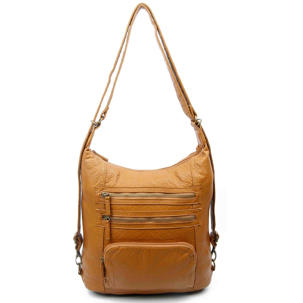 ampere creations The Lisa Convertible Backpack Crossbody - Light Brown