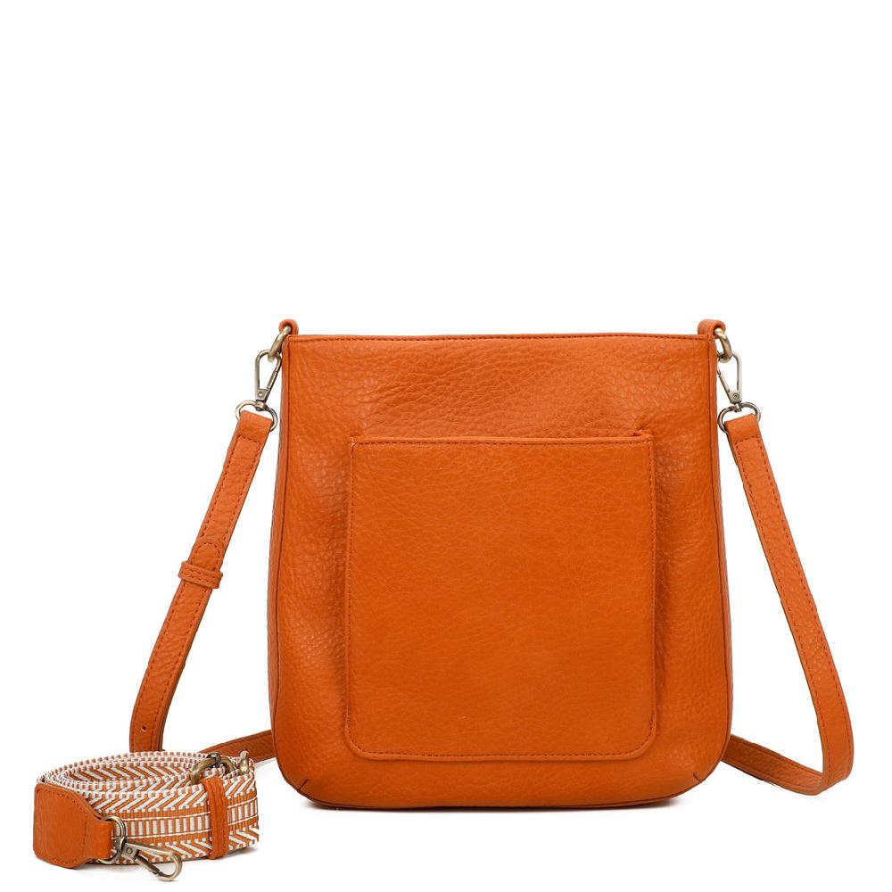 ampere creations Zara Vegan Leather Multi Interchangeable Strap Crossbody - Cognac