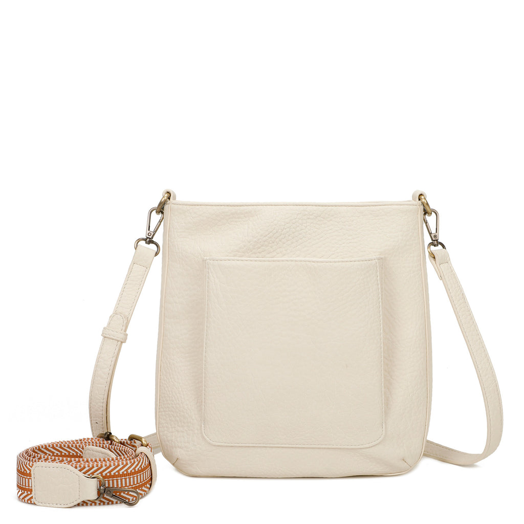 ampere creations Zara Vegan Leather Multi Interchangeable Strap Crossbody - Cream