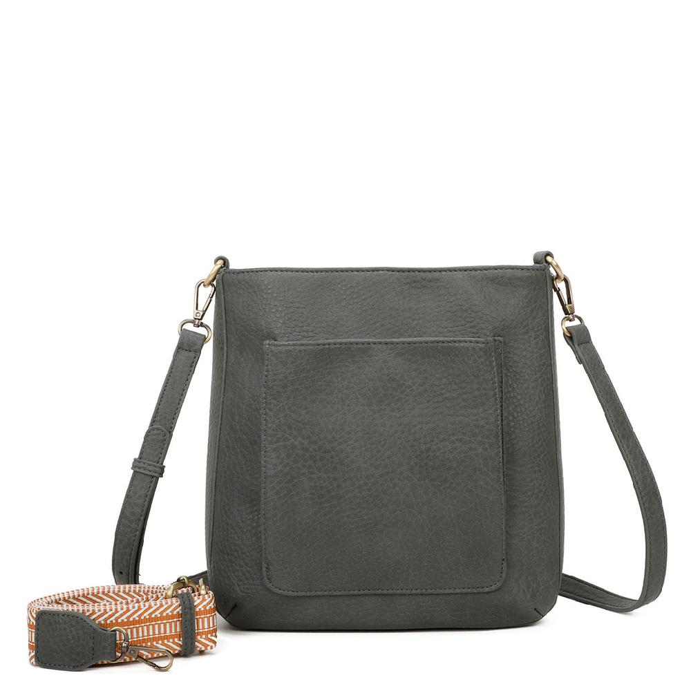 ampere creations Zara Vegan Leather Multi Interchangeable Strap Crossbody - Dark Grey